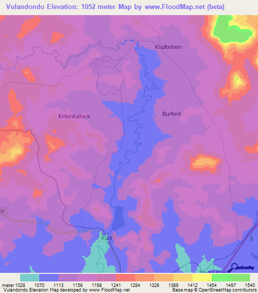 Vulandondo,South Africa Elevation Map