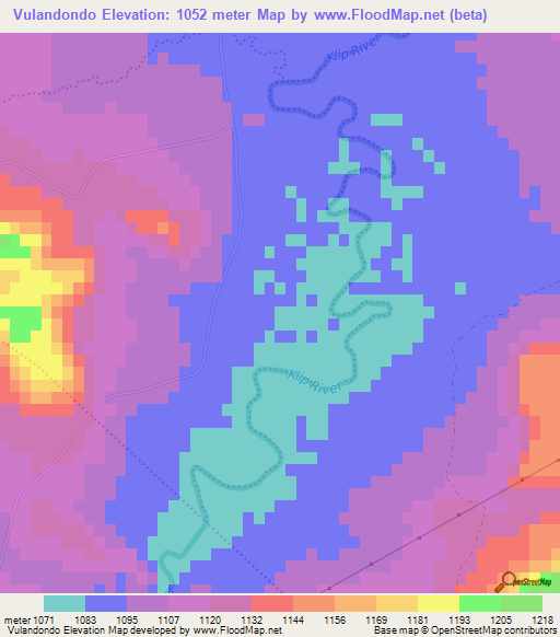 Vulandondo,South Africa Elevation Map