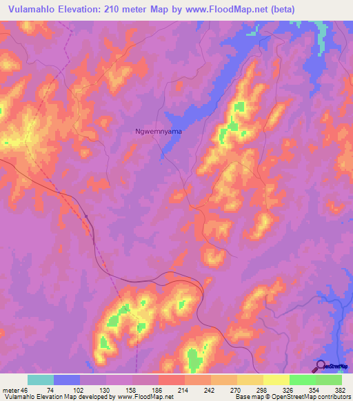 Vulamahlo,South Africa Elevation Map