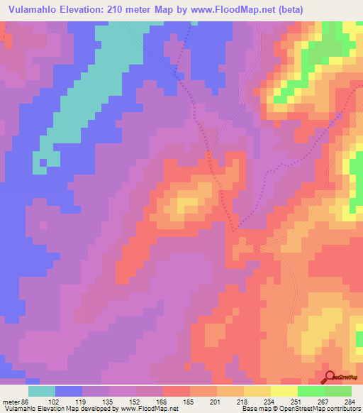 Vulamahlo,South Africa Elevation Map