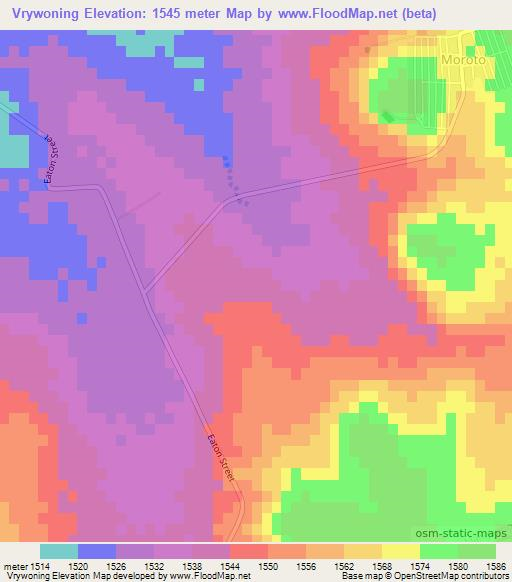 Vrywoning,South Africa Elevation Map