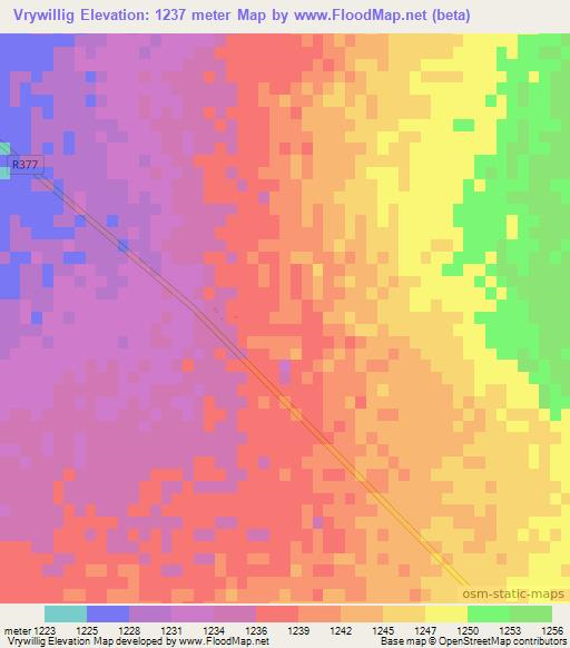 Vrywillig,South Africa Elevation Map