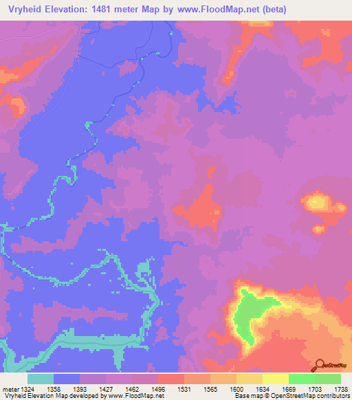 Vryheid,South Africa Elevation Map