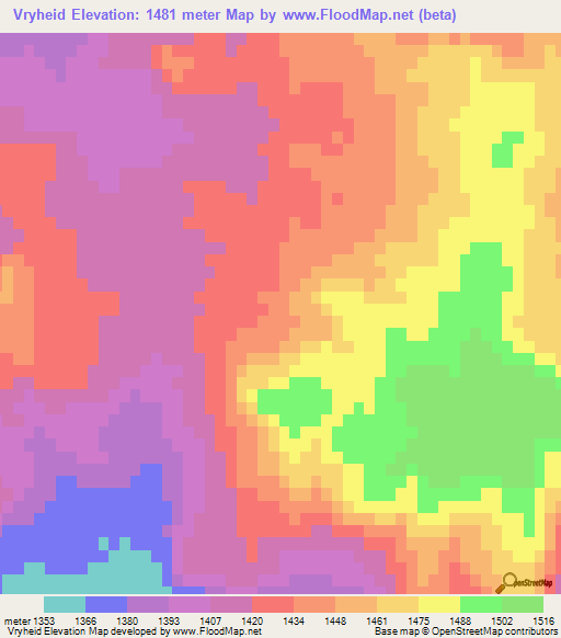 Vryheid,South Africa Elevation Map