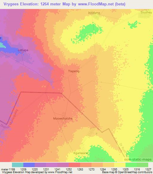 Vrygees,South Africa Elevation Map