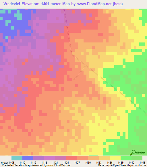 Vredevlei,South Africa Elevation Map