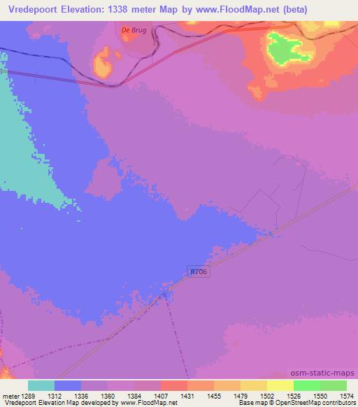 Vredepoort,South Africa Elevation Map