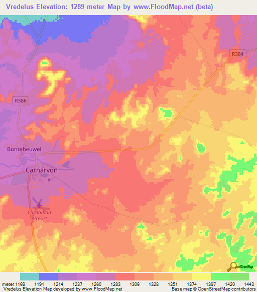 Vredelus,South Africa Elevation Map
