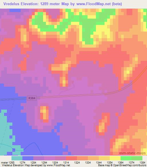 Vredelus,South Africa Elevation Map