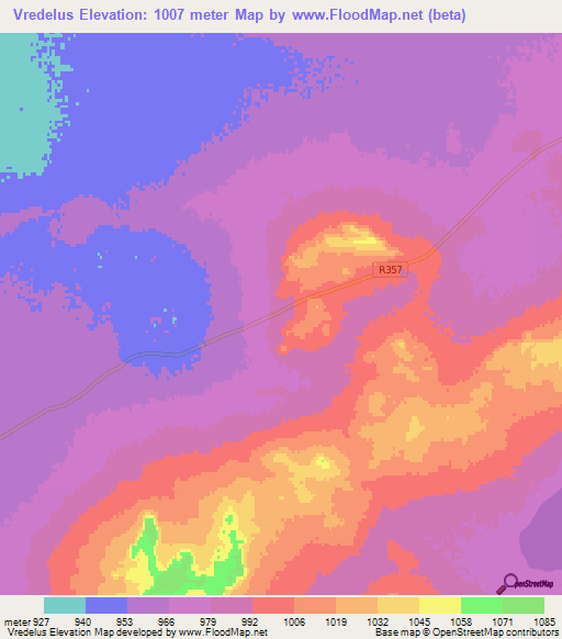 Vredelus,South Africa Elevation Map