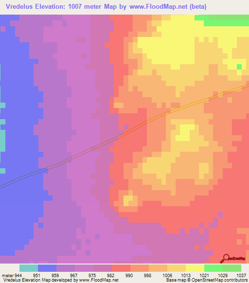 Vredelus,South Africa Elevation Map