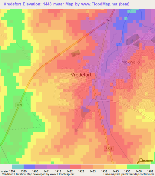 Vredefort,South Africa Elevation Map