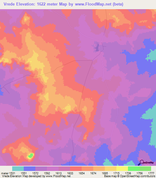 Vrede,South Africa Elevation Map