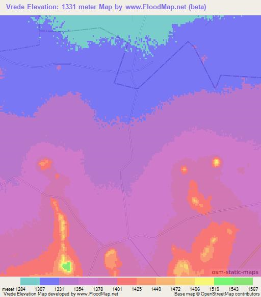 Vrede,South Africa Elevation Map