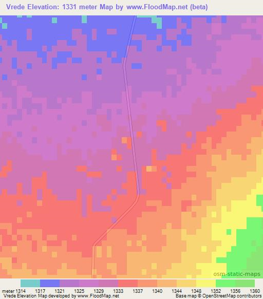 Vrede,South Africa Elevation Map