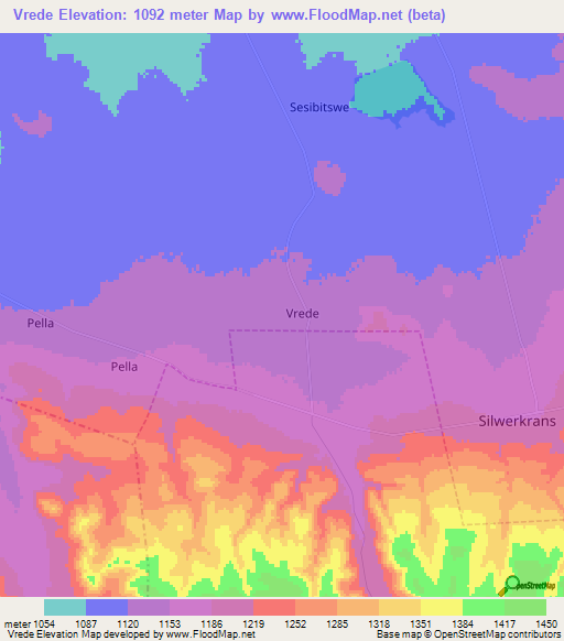 Vrede,South Africa Elevation Map