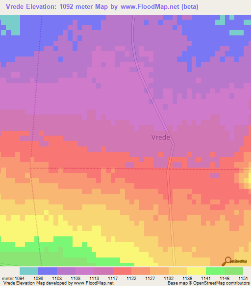 Vrede,South Africa Elevation Map