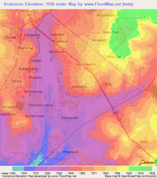 Vosloorus,South Africa Elevation Map