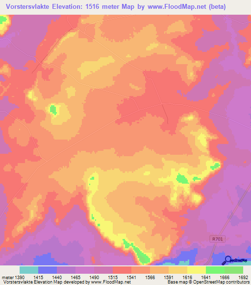 Vorstersvlakte,South Africa Elevation Map