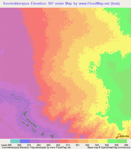 Voortrekkerspos,South Africa Elevation Map