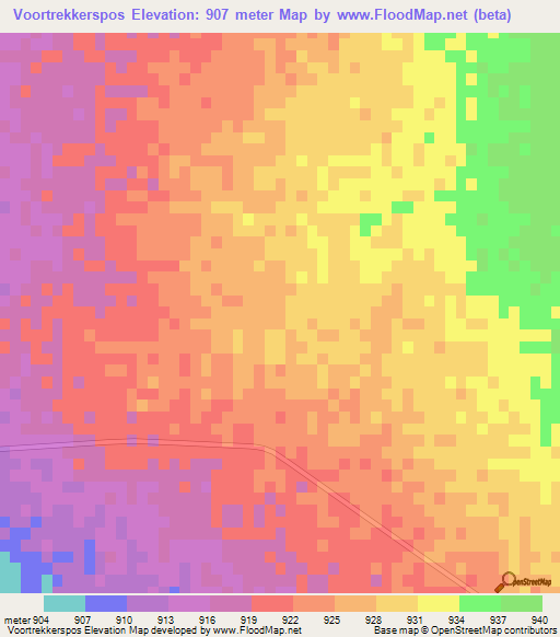 Voortrekkerspos,South Africa Elevation Map