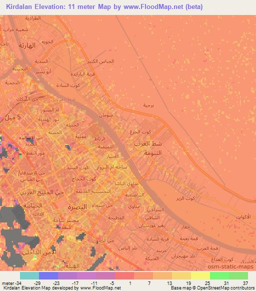 Kirdalan,Iraq Elevation Map