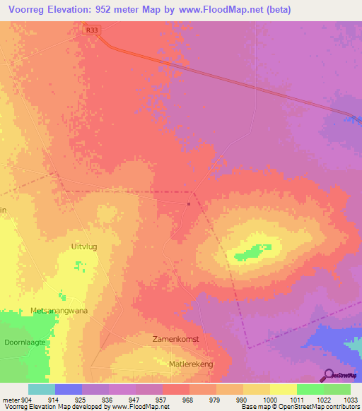 Voorreg,South Africa Elevation Map