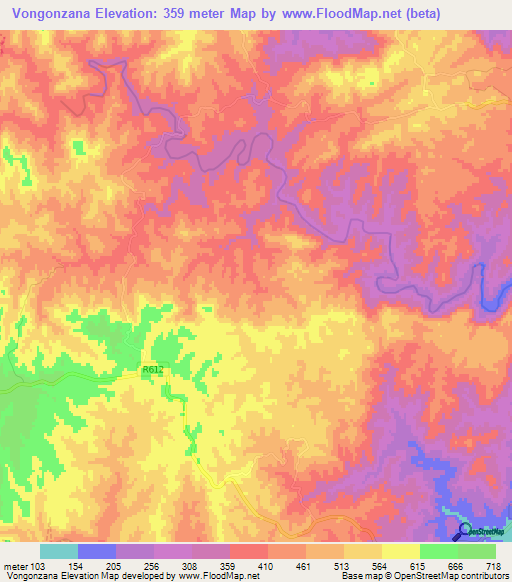 Vongonzana,South Africa Elevation Map