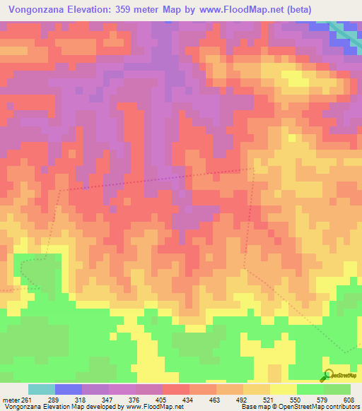 Vongonzana,South Africa Elevation Map