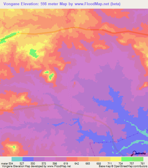 Vongane,South Africa Elevation Map