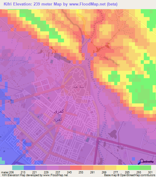 Kifri,Iraq Elevation Map