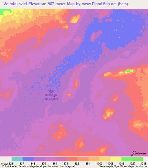 Volminksvlei,South Africa Elevation Map