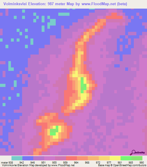 Volminksvlei,South Africa Elevation Map