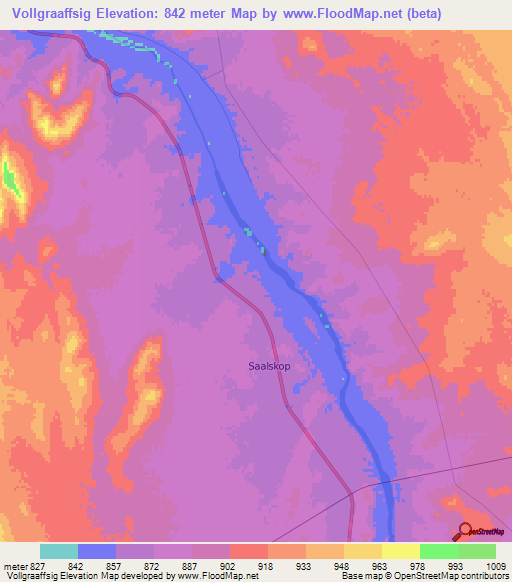 Vollgraaffsig,South Africa Elevation Map