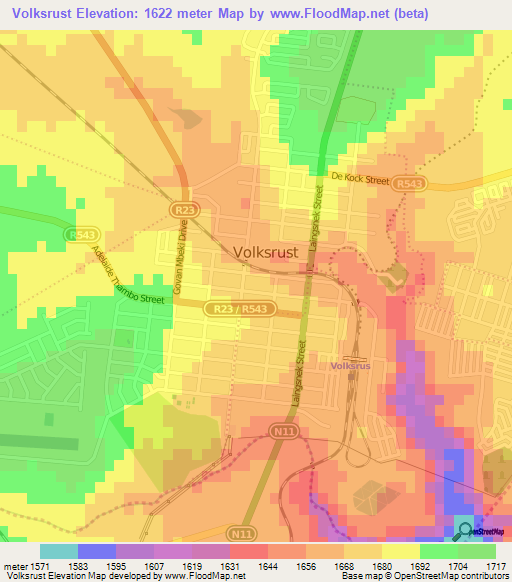 Volksrust,South Africa Elevation Map