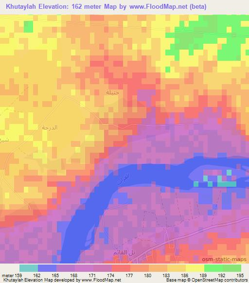 Khutaylah,Iraq Elevation Map