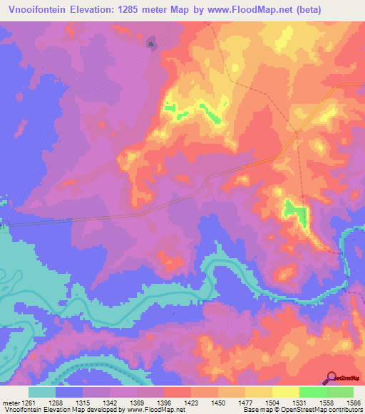 Vnooifontein,South Africa Elevation Map