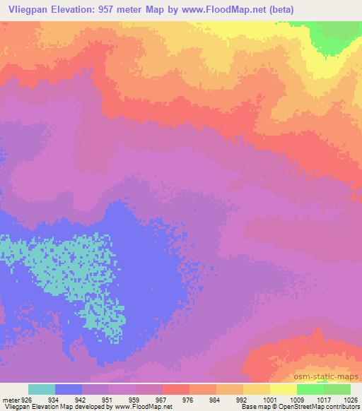 Vliegpan,South Africa Elevation Map