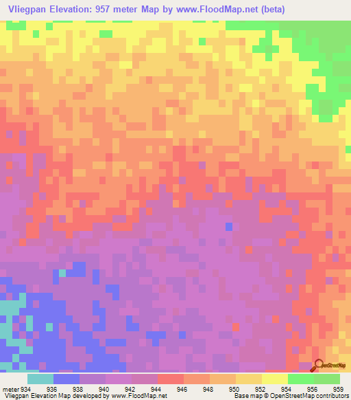 Vliegpan,South Africa Elevation Map