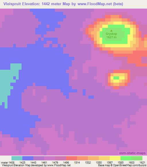 Vleispruit,South Africa Elevation Map