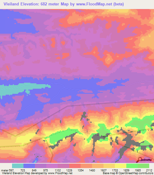 Vleiland,South Africa Elevation Map