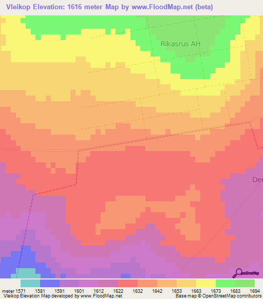 Vleikop,South Africa Elevation Map