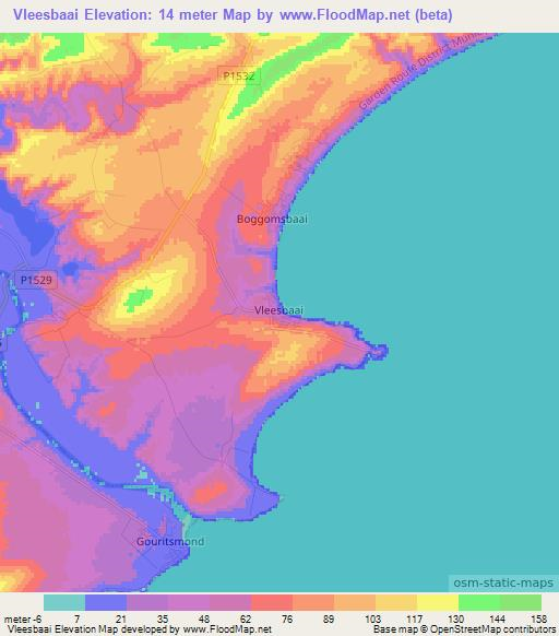 Vleesbaai,South Africa Elevation Map