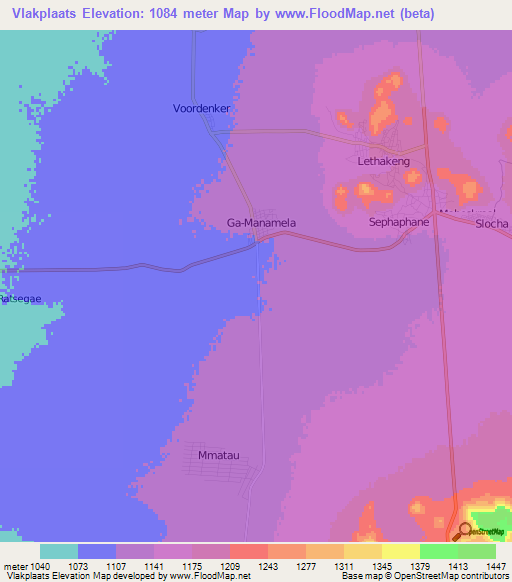 Vlakplaats,South Africa Elevation Map