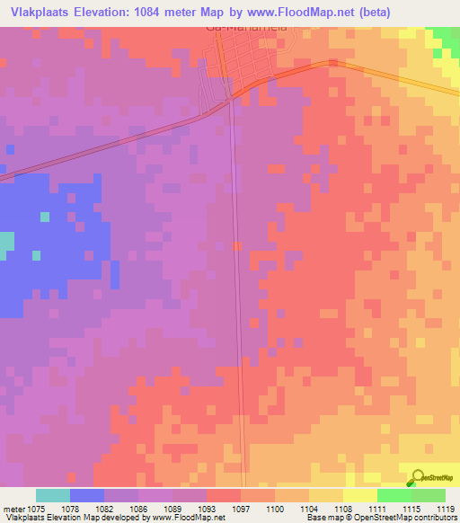 Vlakplaats,South Africa Elevation Map