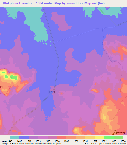 Vlakplaas,South Africa Elevation Map