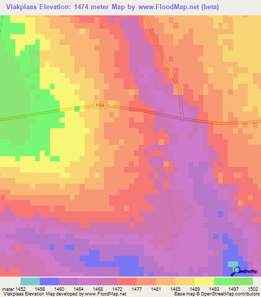 Vlakplaas,South Africa Elevation Map