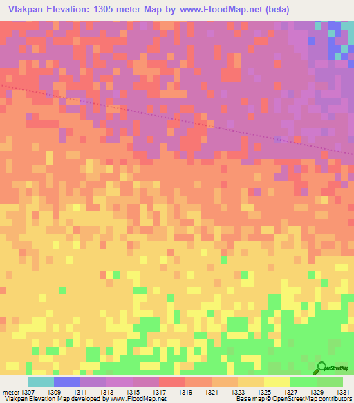 Vlakpan,South Africa Elevation Map