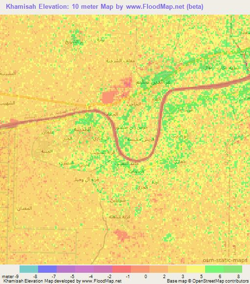 Khamisah,Iraq Elevation Map