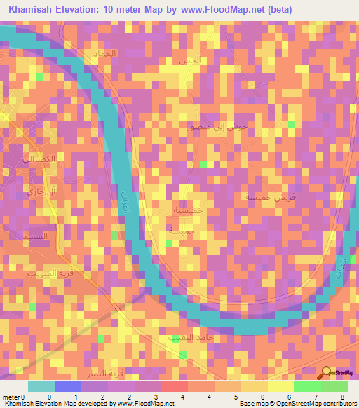 Khamisah,Iraq Elevation Map